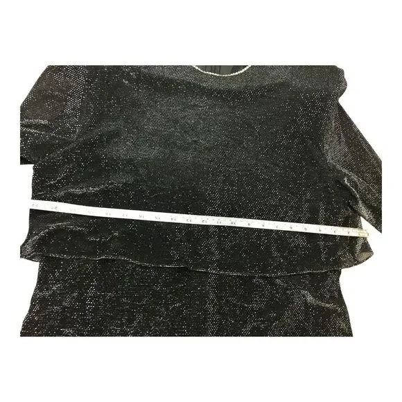 Patra Tiered Dress Womens‎ 16 Rhinestone Collar Black Silver Sparkle Long Sleeve - Picture 8 of 9